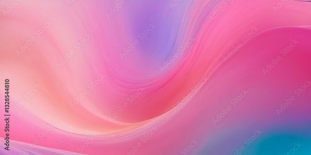 Poster fluid abstract image with vibrant colors in a smooth, flowing style on a soft gradient background. v