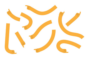 Comic flexible hands. Colored human arms holding vote ballots and megaphone, participate in voting. Voting and elections concept. Vector illustration in flat style in eps 10.