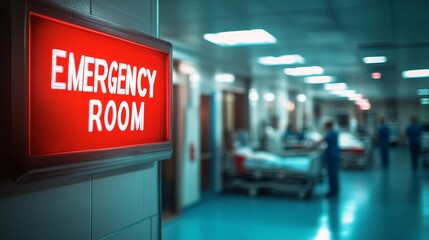 Emergency Room Signs in a Bustling Hospital