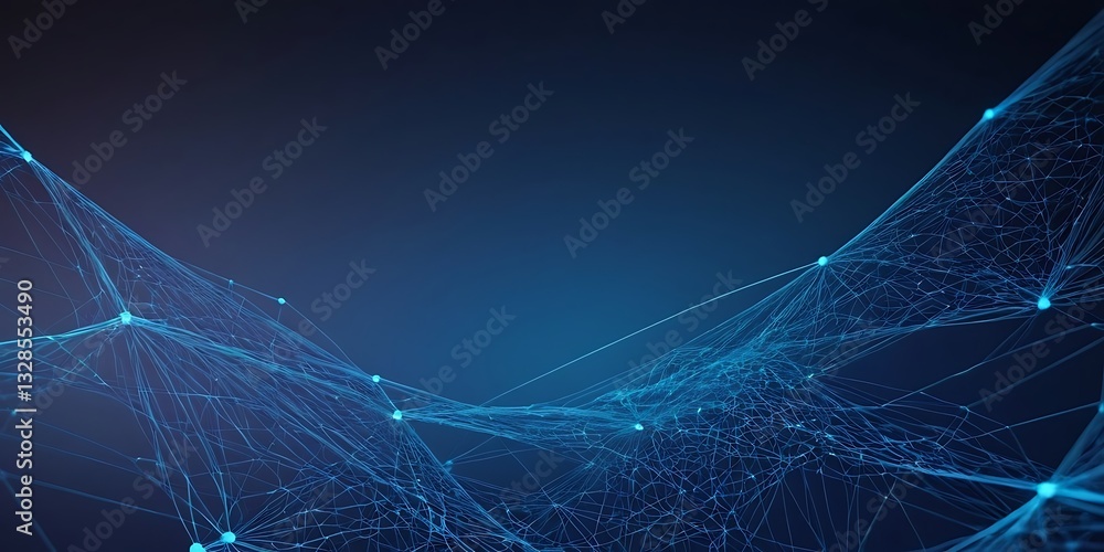Poster abstract blue background with connecting dots and lines. plexus effect. abstract science geometrical