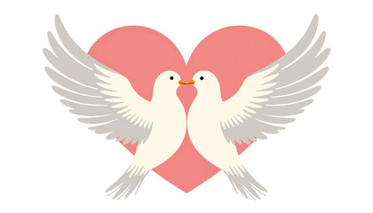 Obraz premium Doves in love against a heart background