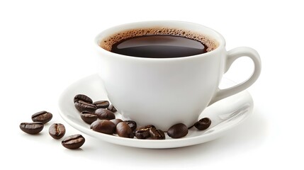Cup with aromatic coffee isolated on white