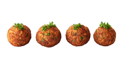 Pack Falafel Set in Different Poses Against Transparent Background for Mediterranean Cuisine, Vegan Food, or Menu Design