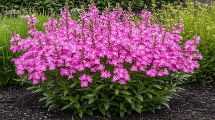 Obraz premium Vibrant Pink Flowers Blooming in a Summer Garden AI Generated