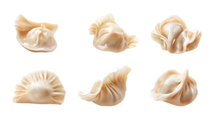 Pack Dumpling Set Against Transparent Background for Asian Cuisine Branding, Food Promotion, or Restaurant Design