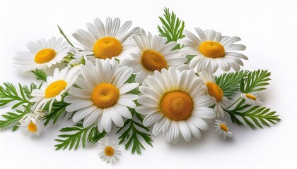 Fototapeta premium chamomile flowers composition isolated on white background as package design element