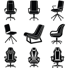 Set of Office chair icon isolated and Modern chair on white background. Vector illustration