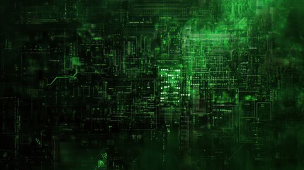 Fototapeta premium Abstract Green Digital Circuitry Background
