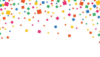 Colorful confetti falling on white background