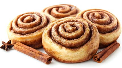 Homemade cinnamon bun isolated on a white