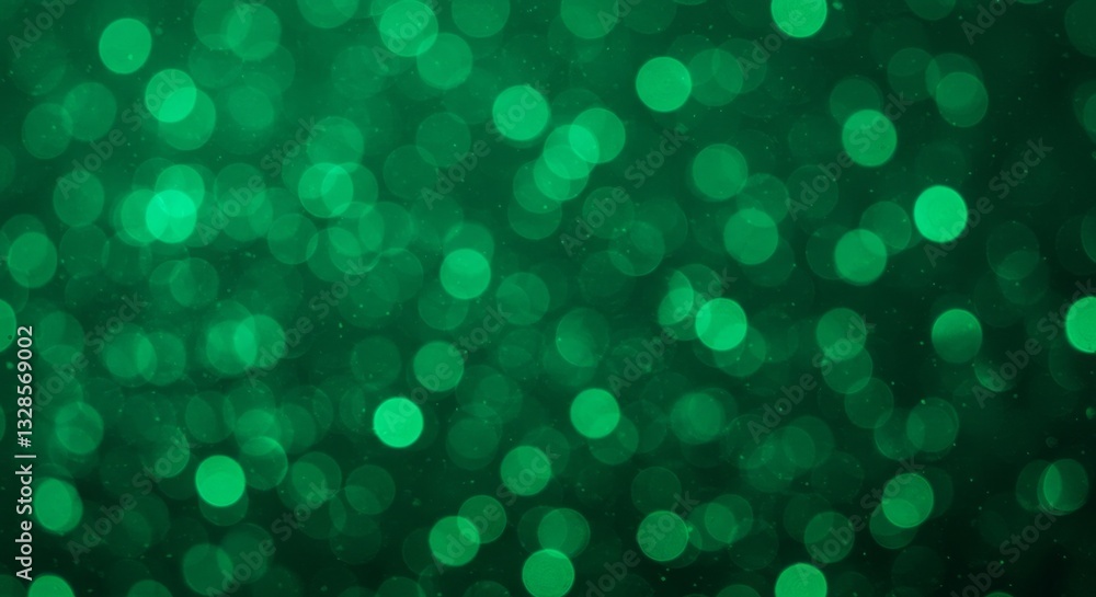Poster glowing green abstract background with bright light and bokeh effect