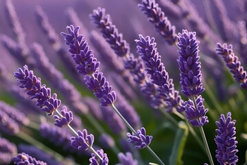 Obraz premium Close-up of lavender flowers, Soft focus on black banner background 