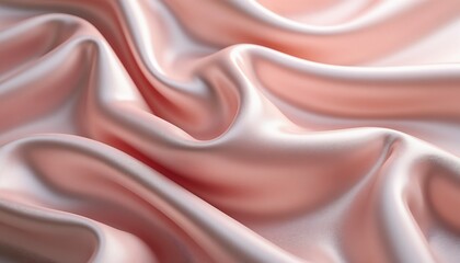 Fototapeta premium Peach satin fabric in peach color, representing luxury