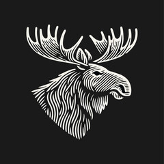 Fototapeta premium Moose Stone Engrave logo icon design illustration