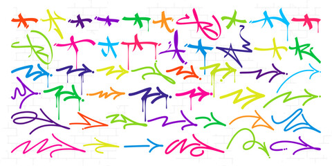Cool Trendy Dirty Doodle Urban Street Art Graffiti Tags And Symbols Vector Elements Set Collection