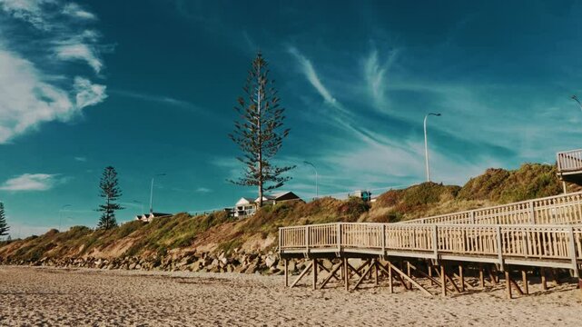 Dune and Ramp at Beach in during Sunset