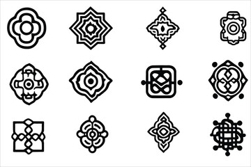 set of black and white icons