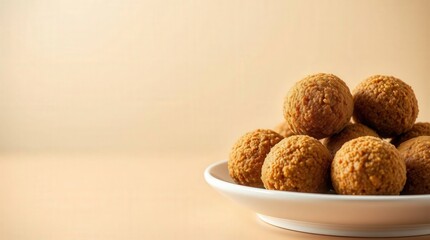 Delicious Golden Fried Snacks Piled on a White Plate Against a Soft Background