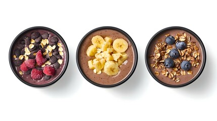 Fototapeta premium Set with delicious acai smoothie on white