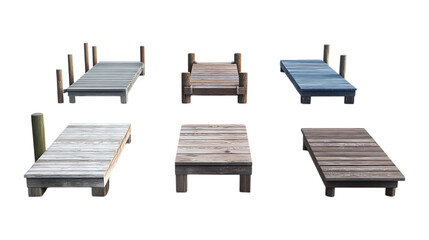 Pack Dock Set Against Transparent Background for Waterfront Branding, Harbor Illustration, or Landscape Design