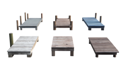 Pack Dock Set Against Transparent Background for Waterfront Branding, Harbor Illustration, or Landscape Design