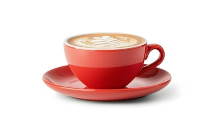 Obraz premium Side view of hot latte coffee with latte art