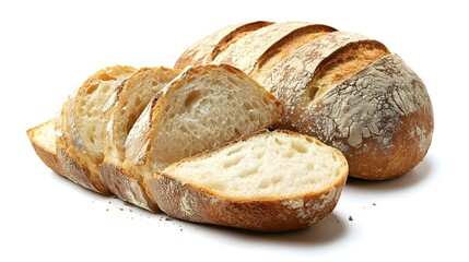 sliced french bread pain de campagne isolated