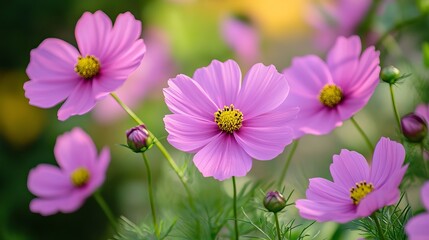 Obraz premium Cosmos are pretty flowers in the garden.