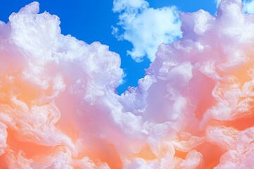 Fototapeta premium Pink Orange Cotton Candy Sky with Blue Patches Creative Abstract