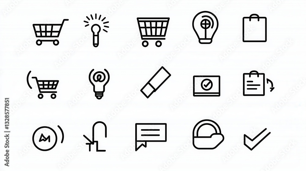 Aufkleber a collection of 15 unique and minimalist icons representing various aspects of e commerce and digita