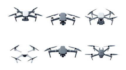 Pack Drone Set Against Transparent Background for Technology Branding, Aerial Photography Promotion, or Robotics Design