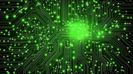 Obraz premium Abstract Green Circuit Board: Technological Background