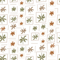 Minimalist Tropical Palm Pattern Earthy Boho Aesthetic with Hand-Drawn Frames & Neutral Tones