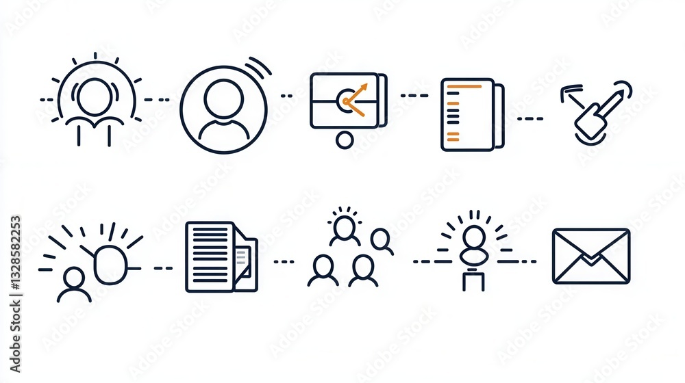 Poster A collection of clean and visually appealing icons representing various collaborative tools and digital communication elements for business and workflow management