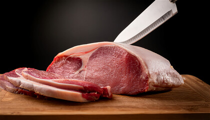 A picture of me cutting meat with a knife