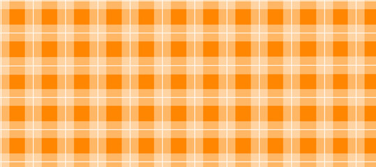Orange and white plaid fabric texture background