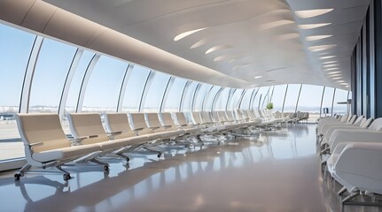 Fototapeta premium Modern Airport Lounge Seat Rows.generative.ai