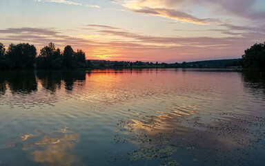 Landscapes on a summer lake.