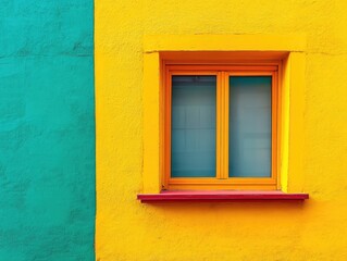 Obraz premium Colorful Window for Yellow & Teal Wall.