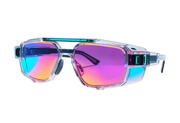 Futuristic Cyberpunk Sunglasses with Neon Reflections &ndash; Transparent Background

