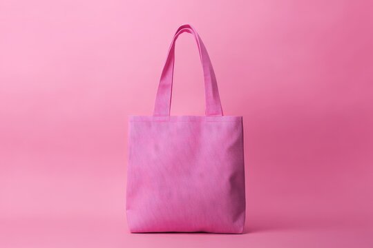 Pink Tote Bag Mockup with Spring Pattern