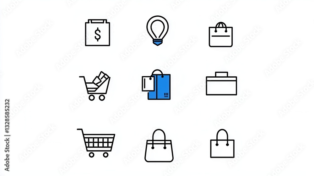 Aufkleber a collection of clean and modern icons representing various shopping and ecommerce elements includin