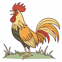 rooster and cock with nature vector design