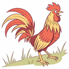 rooster and cock with nature vector design