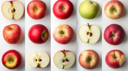 red and green apples, set of red apples, red apples isolated on white background