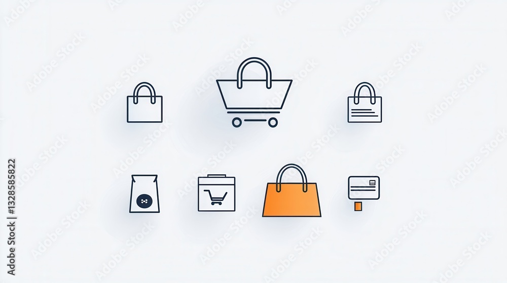 Aufkleber a collection of clean and modern shopping related icons including bags carts and payment methods des