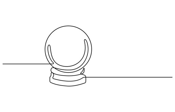 recommend clip art: One continuous line drawing of Crystal ball. Mafic glass globe for concept predict fortune teller in simple linear style, Magic Crystal Ball Line Icon Editable Stroke