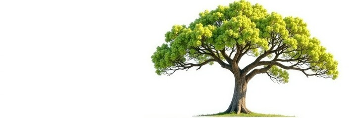 Tree isolated on white background with branches stretching outwards, solo, isolated tree