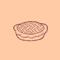 Lattice Pie crust line art hand drawn illustration vector