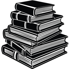 Books icon, stack of black books silhouette vector